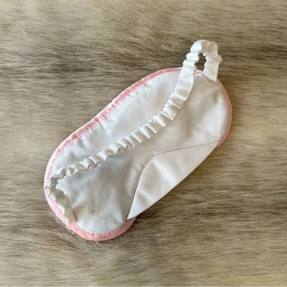 EYE SLEEP MASK Little Bo Peep Plush Pink White Elastic Back Bow Eyelashes Soft